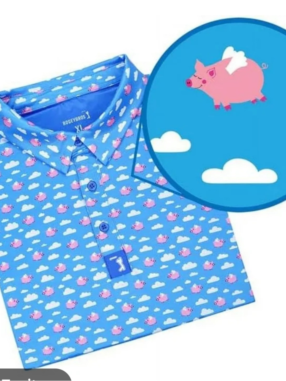 Bogey Bros When Pigs Fly Golf Polo Size L Casual Activewear